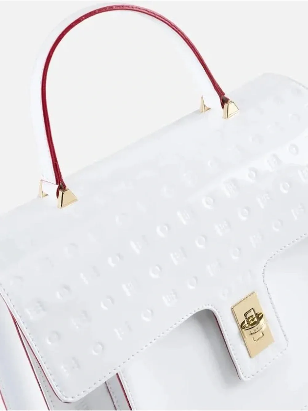 NWT Arcadia Marilena Medium Satchel White Patent Leather Made Italy Luxury